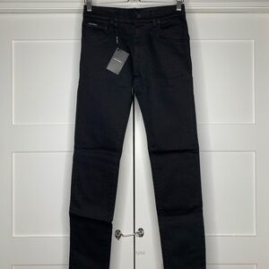 Dolce&Gabbana Runway Logo-Plaque Black Denim Pants